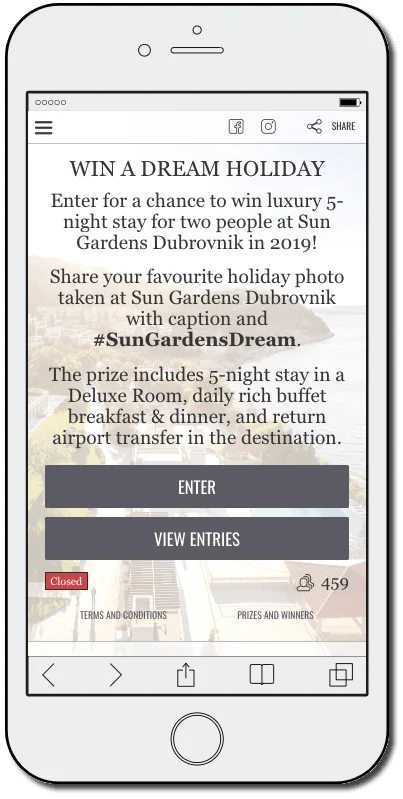 Mobile screenshot from a summer contest mention and hashtag contest