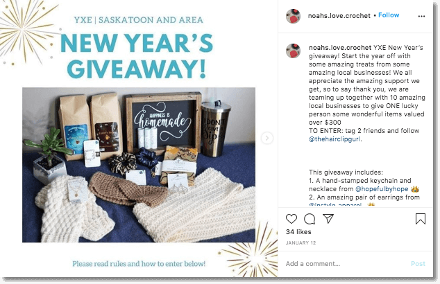 New Year's Eve promotion ideas: giveaway on instagram