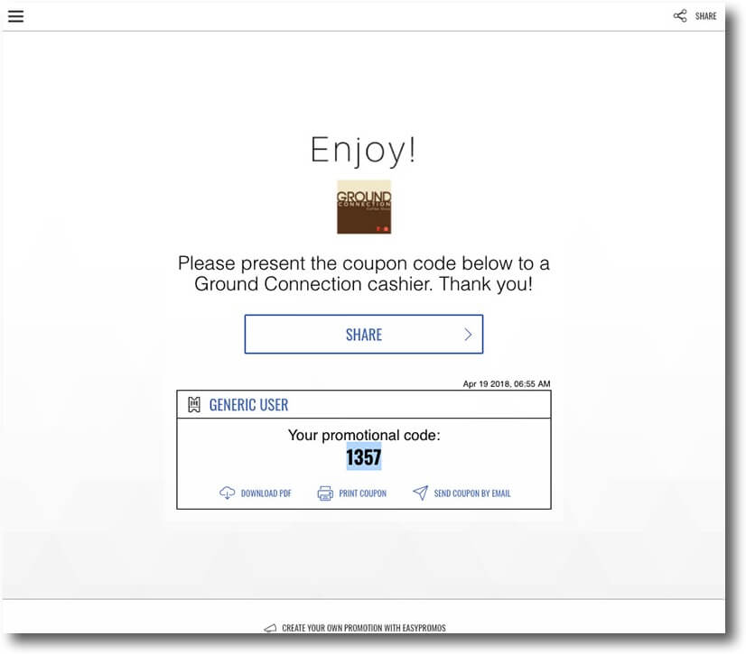 Example of mother's day coupon campaign