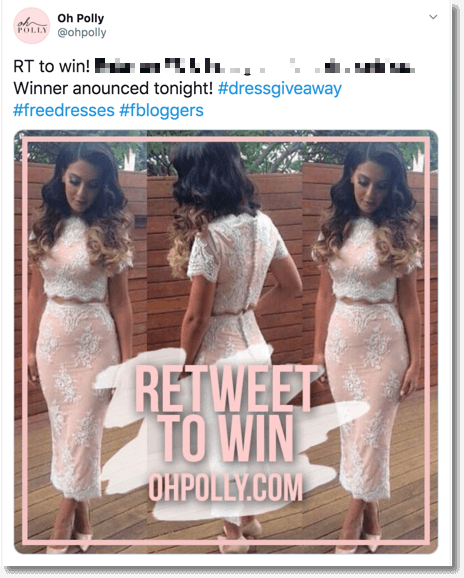 Fashion giveaway on Twitter