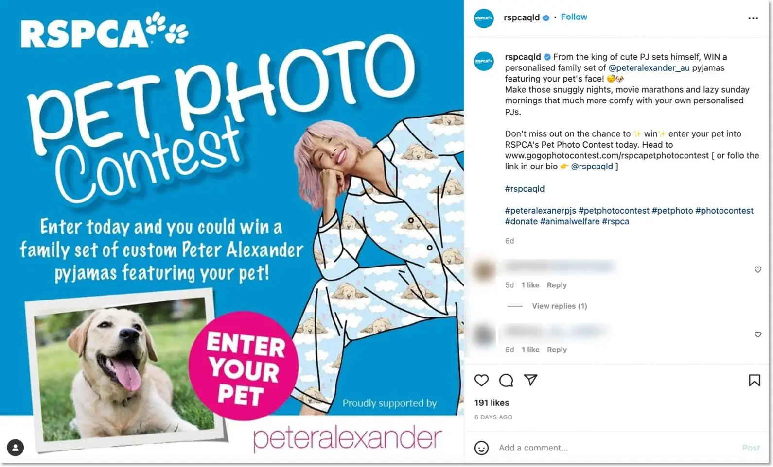 photo contest organized on Instagram by RSPCA