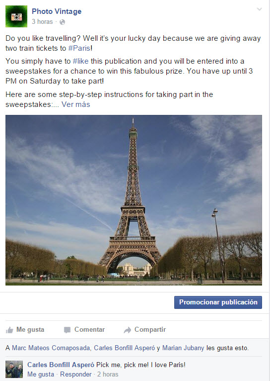 'Likes' sweepstakes