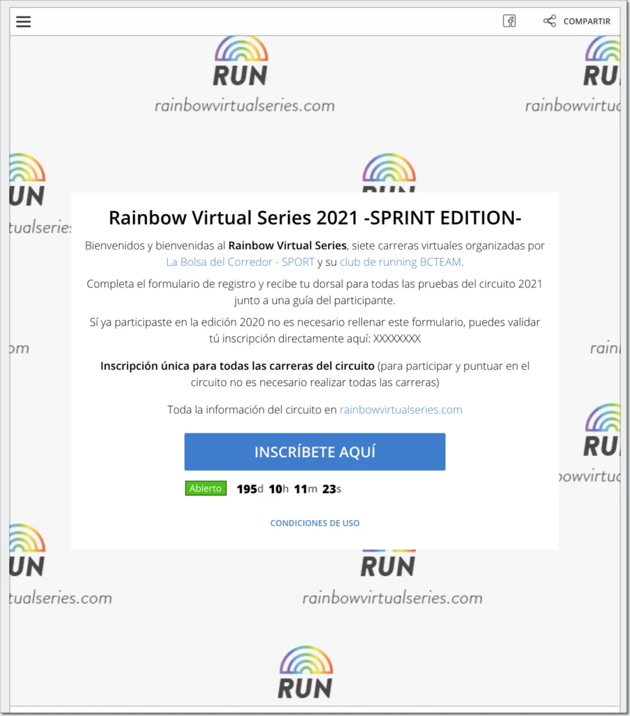 rainbow virtual series registration form