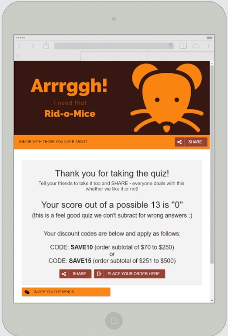Quiz and coupon promotion