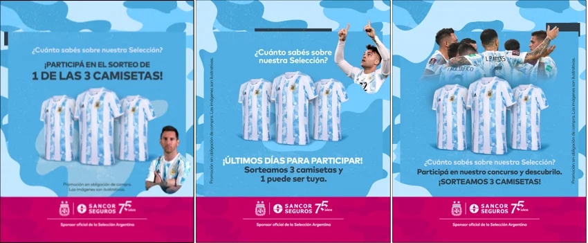 the social media posts by sancor seguros promoting their timed quiz for copa america