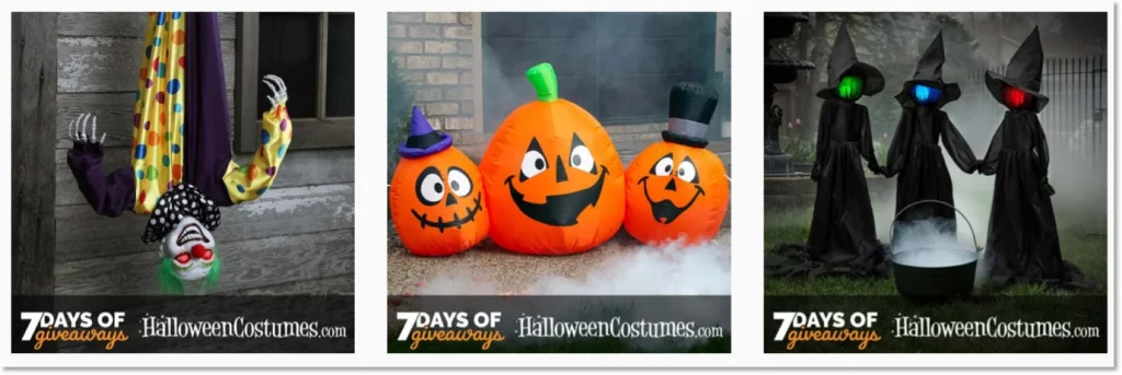 seven days of giveaways on instagram organized by a costume brand for halloween.