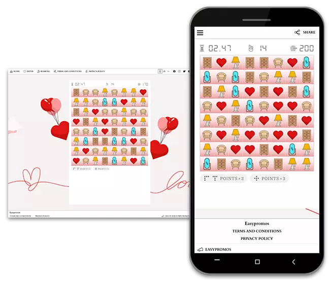 slide & match valentine's day game