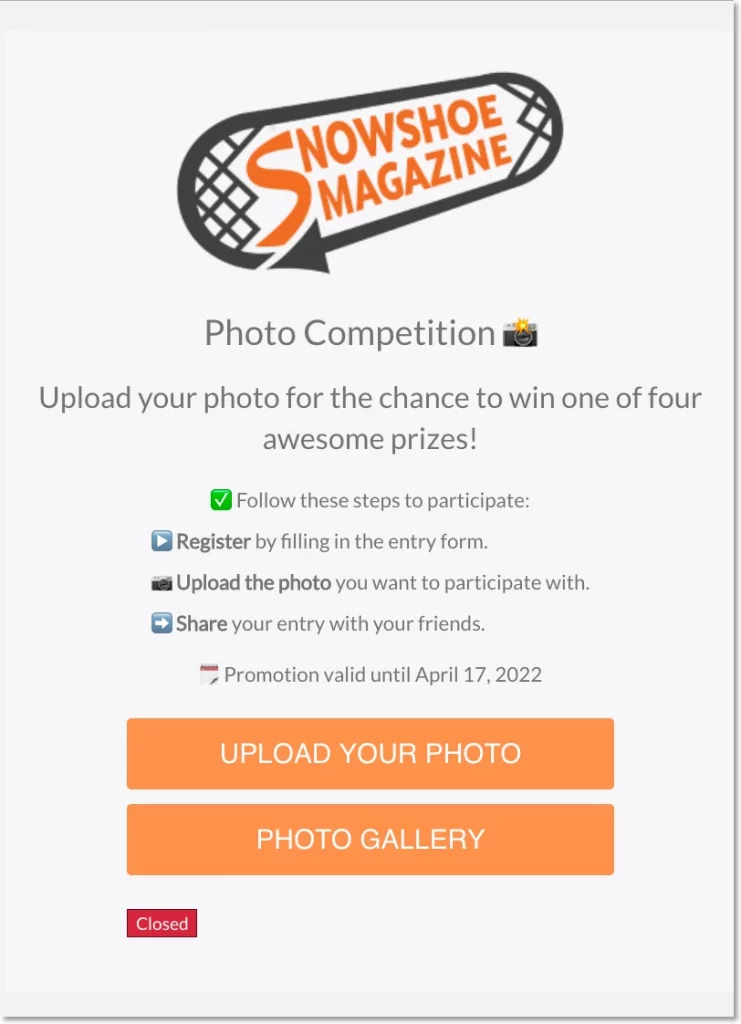snowshoe magazine brand awareness contest