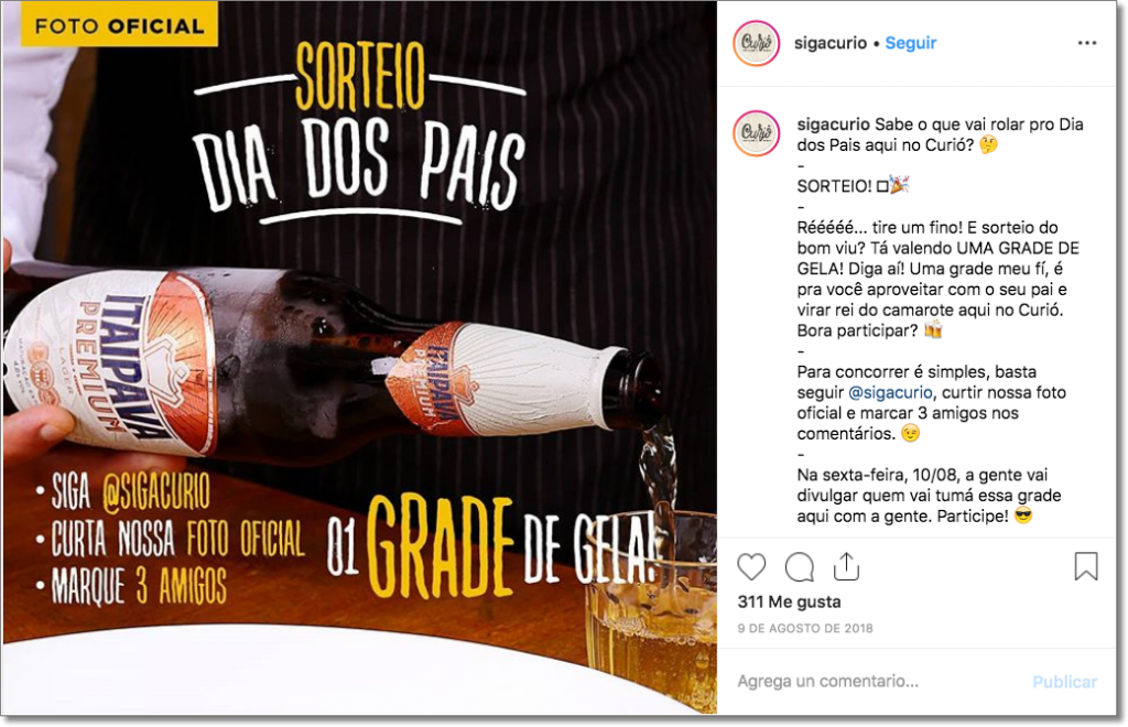 sorteio dia dos pais instagram