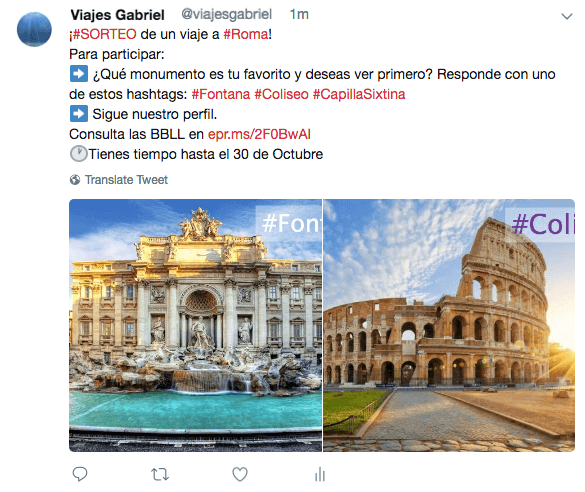 Twitter giveaway travel survey