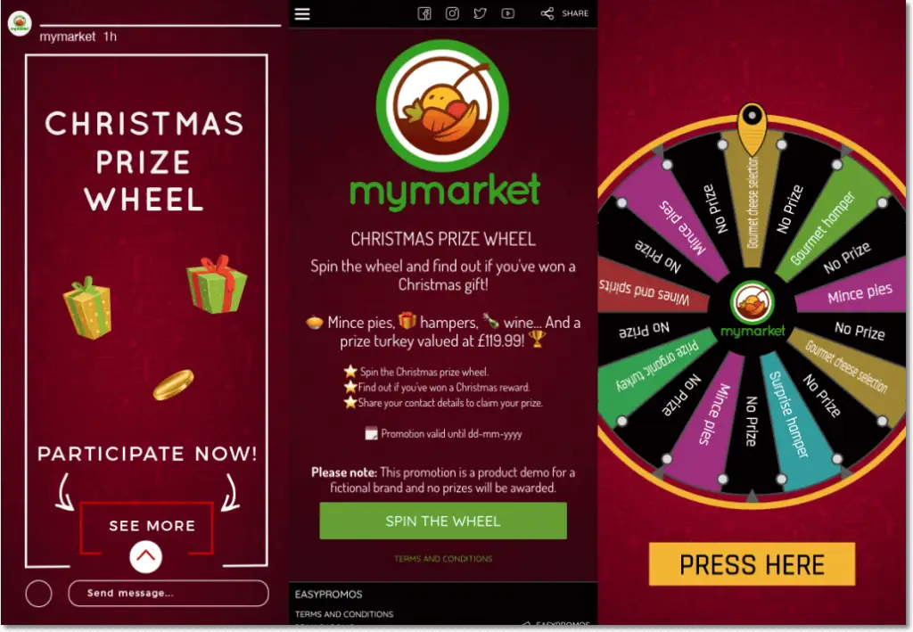 branded prize wheel examples - christmas wheel 