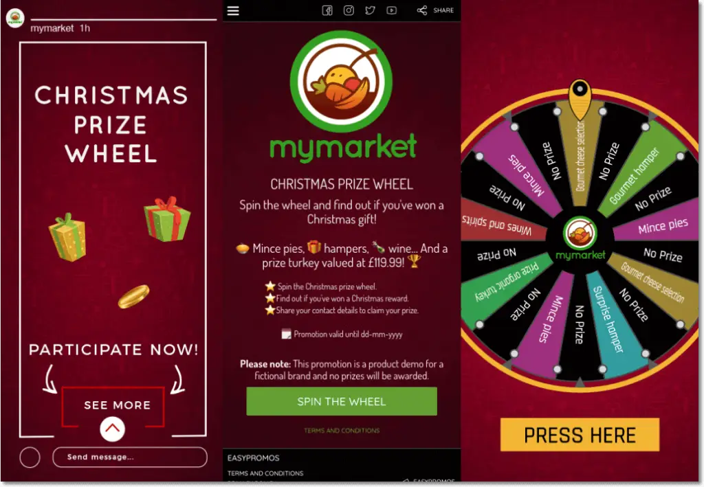 branded prize wheel examples - christmas wheel