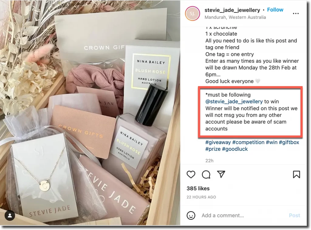 Prevent Phishing in Instagram Giveaways. Inform participants