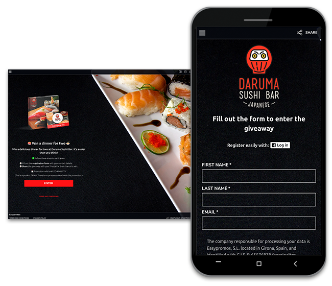 entry form giveaway for restaurants