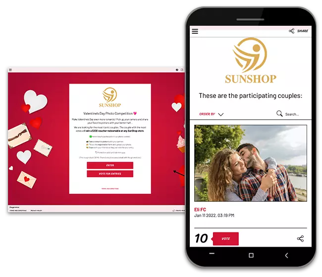 Valentine's Day photo contest idea to collect user-generated content and leads