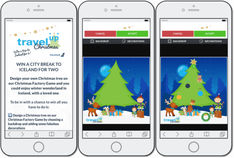 scenes app example, travel up christmas campaign, image personalization 