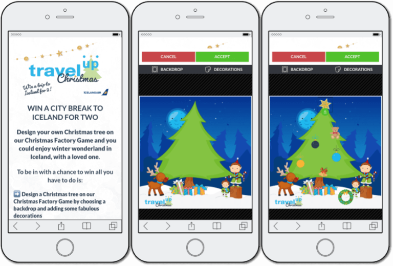 scenes app example, travel up christmas campaign, image personalization