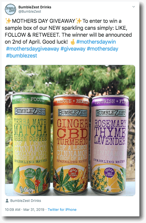 Example of Mother's Day Giveaways on Twitter