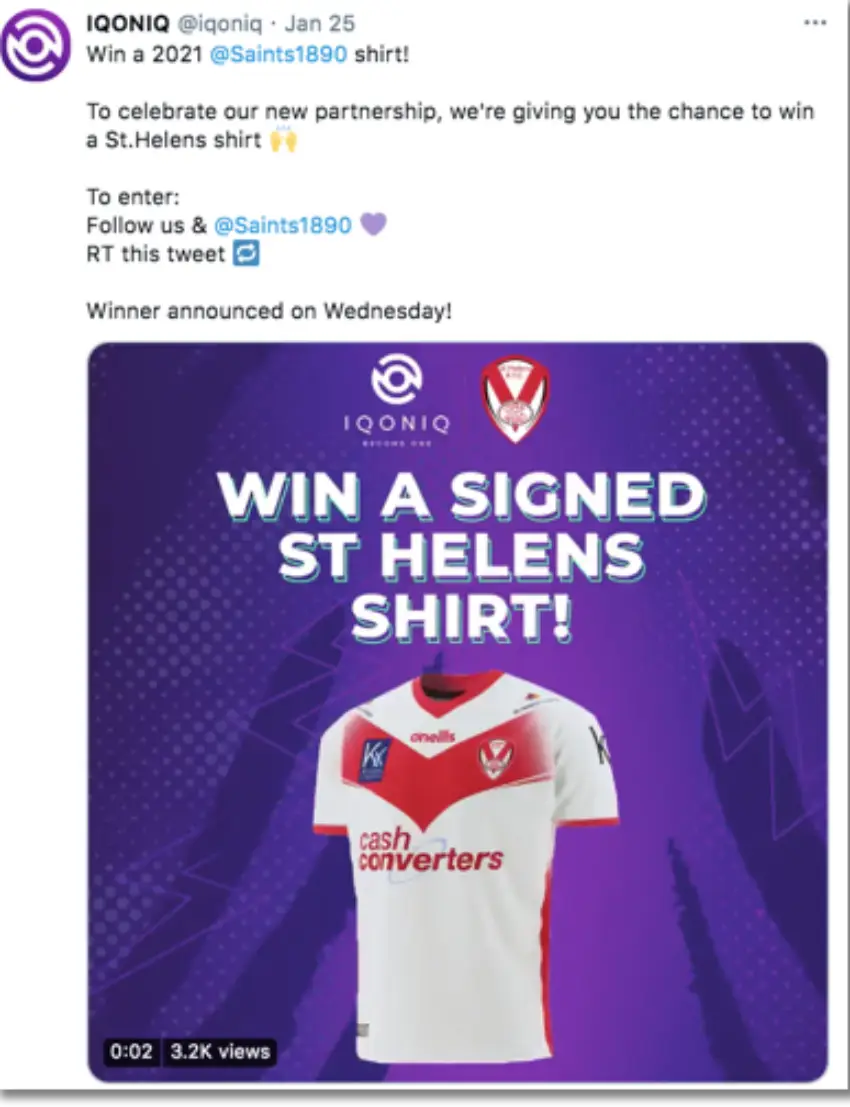 how to do a twitter giveaway: a good example from Iqoniq