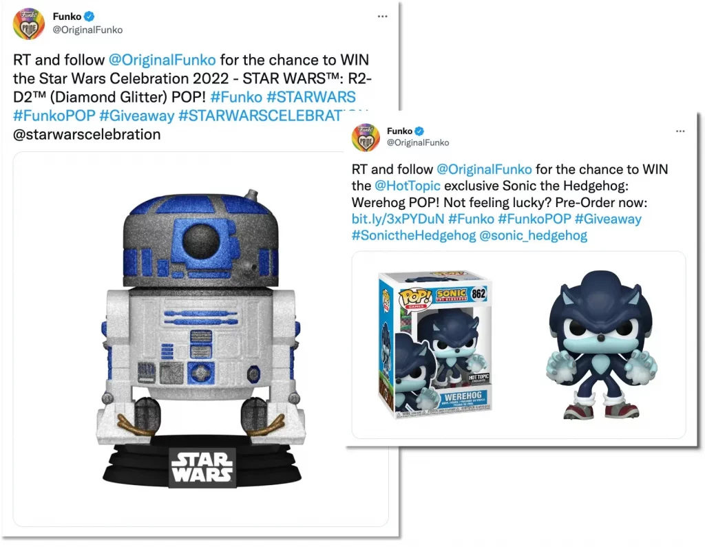 retweet picker giveaway example from funko