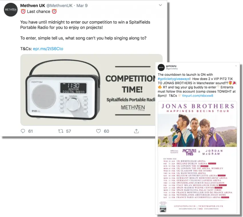 Example of product promotion on Twitter