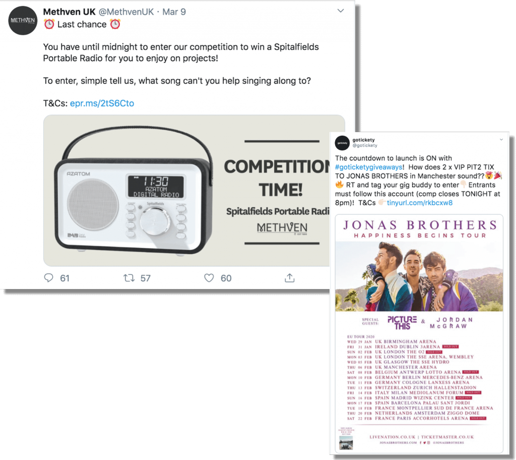 Example of product promotion on Twitter