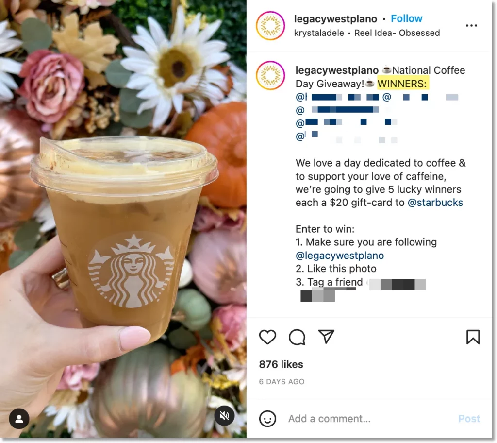 winners announcement on the blog