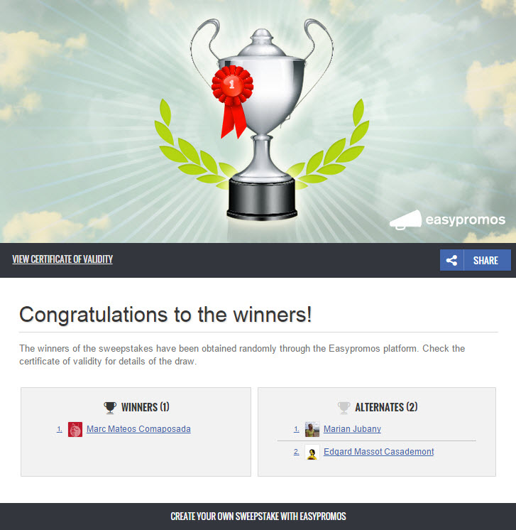 winners page