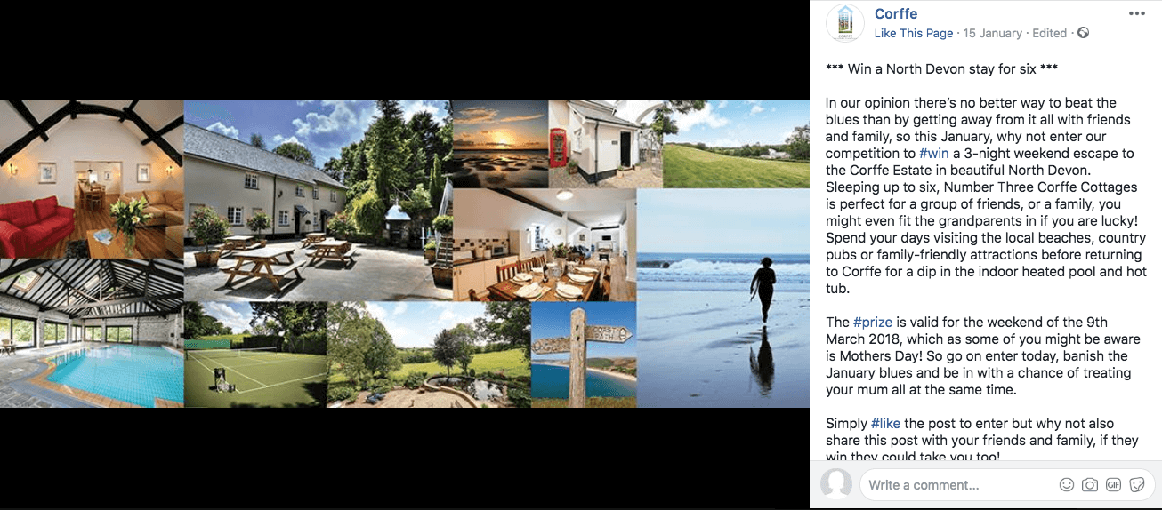Winter Facebook giveaways holiday travel hotel