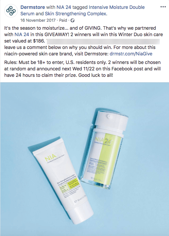 Winter Facebook giveaways comments health beauty