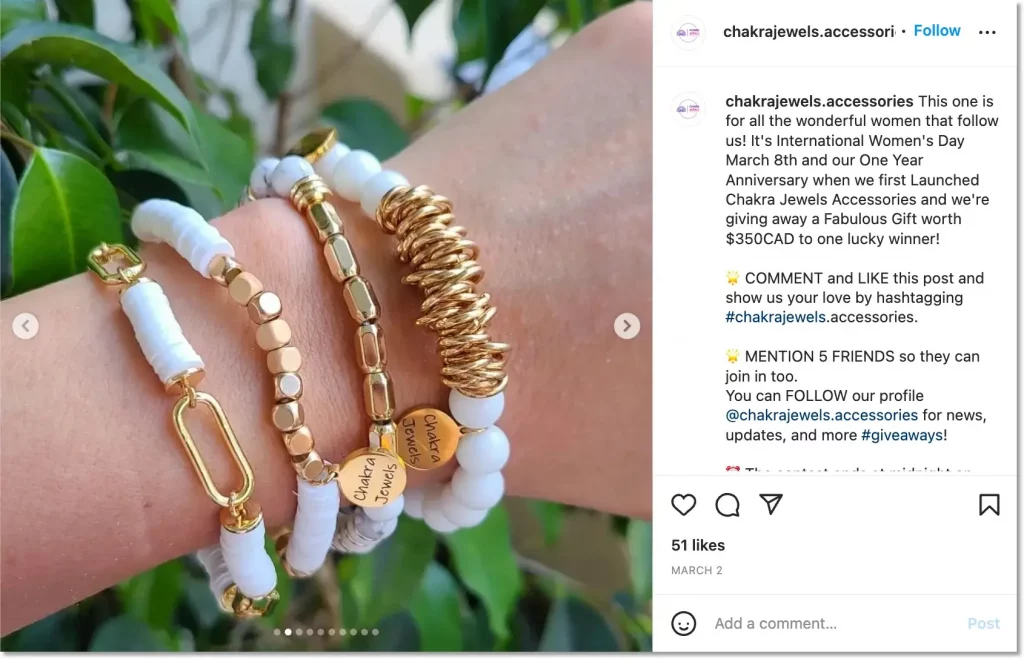 women's day instagram giveaway showing an audience-relevant prize
