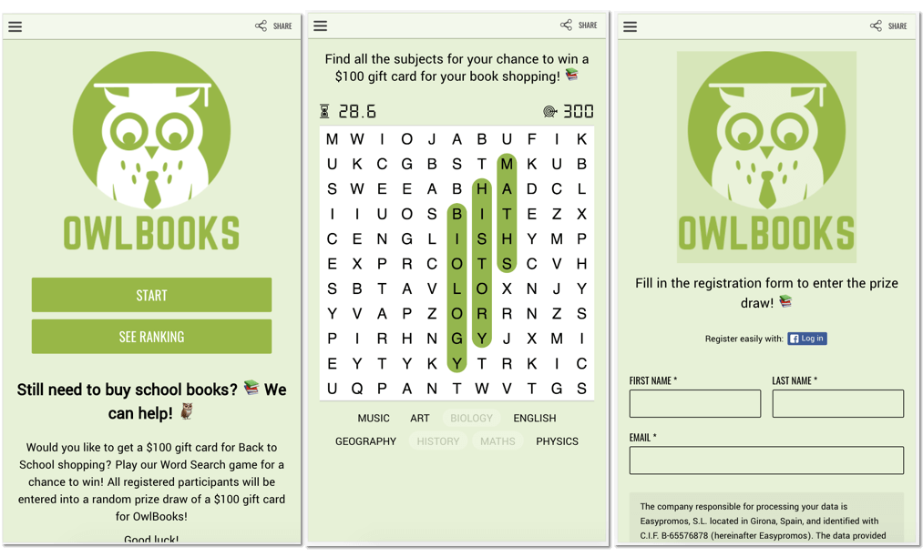 back to school word search - idea for a back to school campaign for any brand