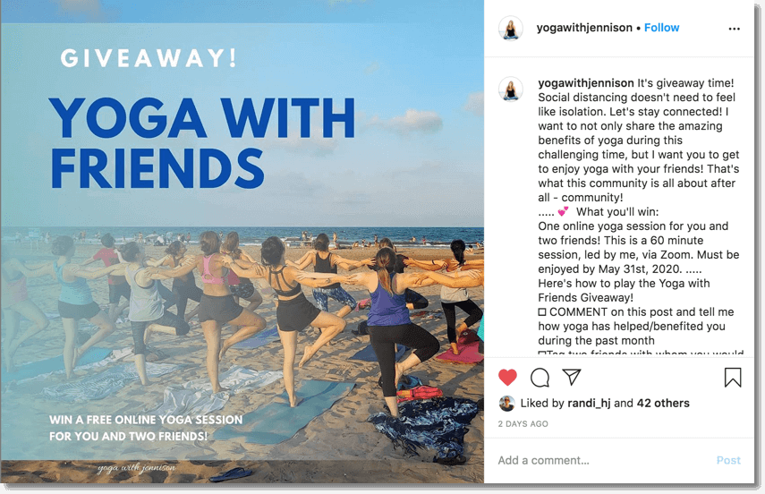 Yoga giveaway as an example of customer retention