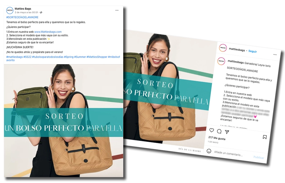 Ejemplo de sorteo en Facebook e Instagram a la vez