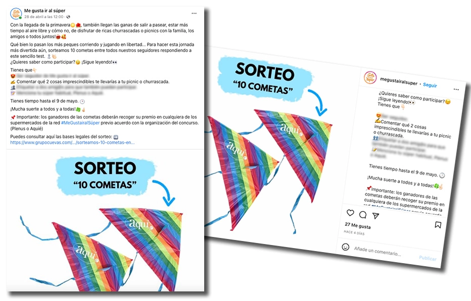 ejemplo de sorteo conjunto en Instagram y Facebook con varios ganadores