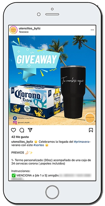 Giveaway ejemplos: acción en redes sociales