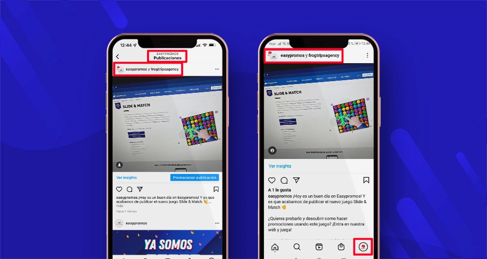 Vista de un post colaborativo con Instagram Collabs