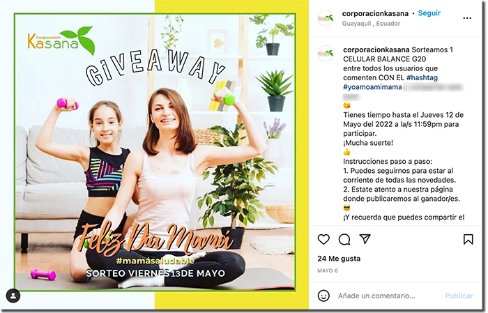 ejemplo de giveaway para dinamizar las redes sociales