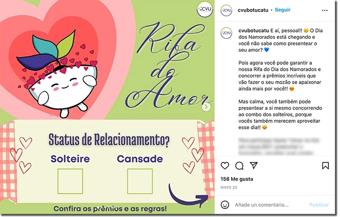 Ejemplo de rifa en Instagram o Facebook para fomentar el engagement