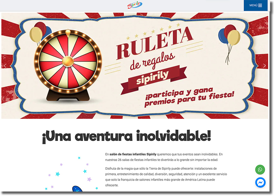 banner web con ruleta de premios personalizada