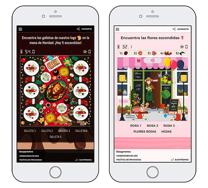 ejemplo de juego objetos ocultos para felicitar las fiestas a los clientes
