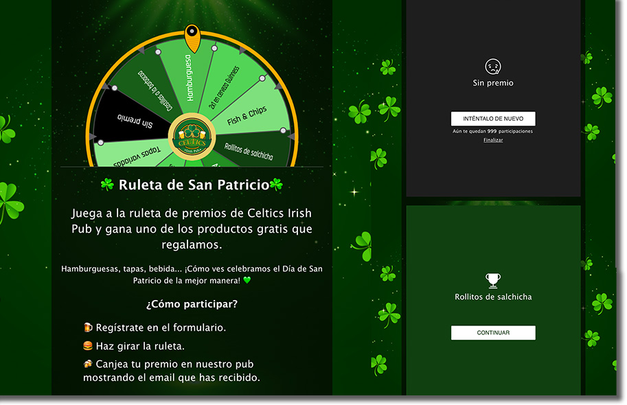 ejemplo de ruleta de premios para fecha señalada