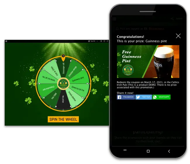 Spin the Wheel Promotion in a bar