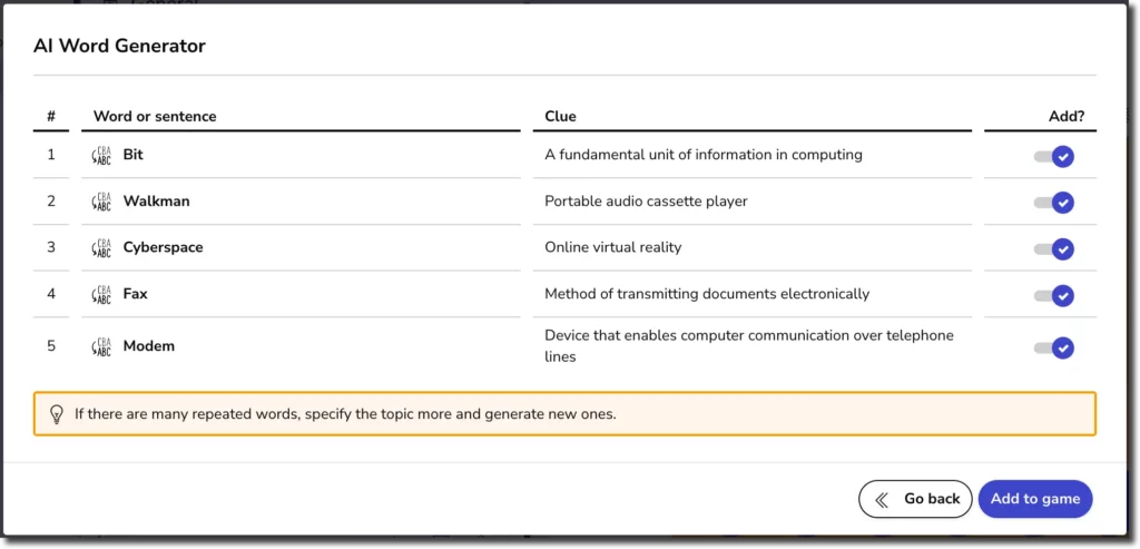 AI word generator Tech neologisms of the 20th century