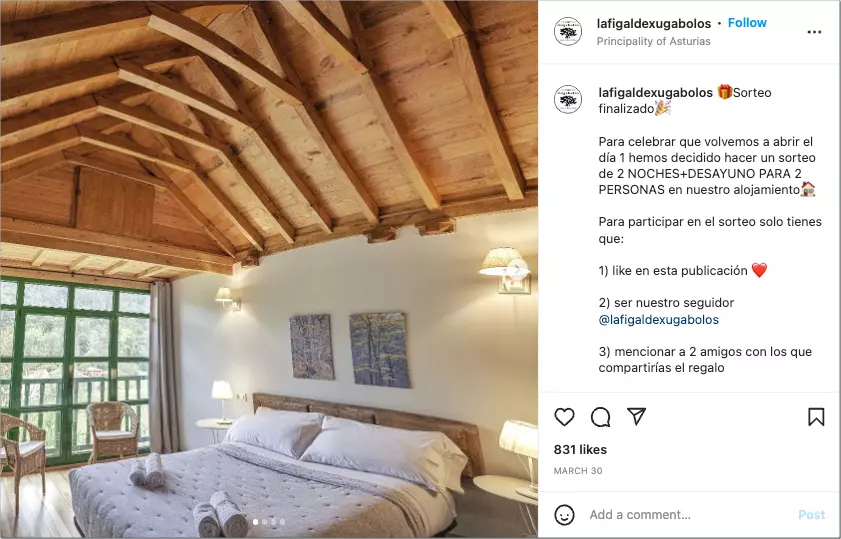sorteo en Instagram reapertura local