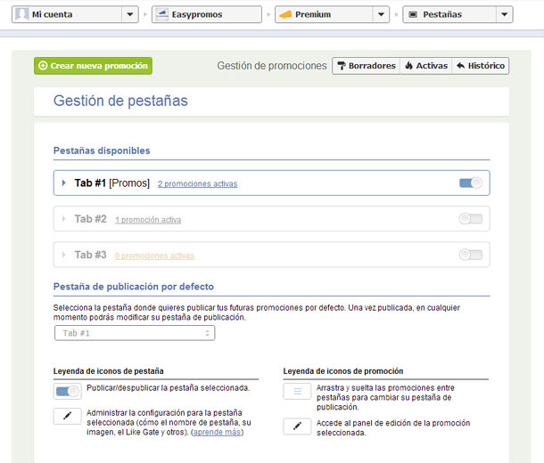 Area de gestion de pestanas act