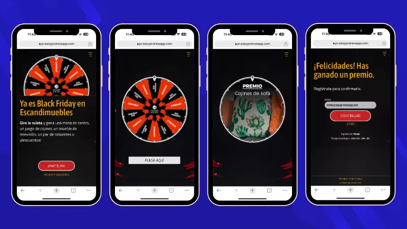 ejemplo de promoción Black Friday: ruleta de premios