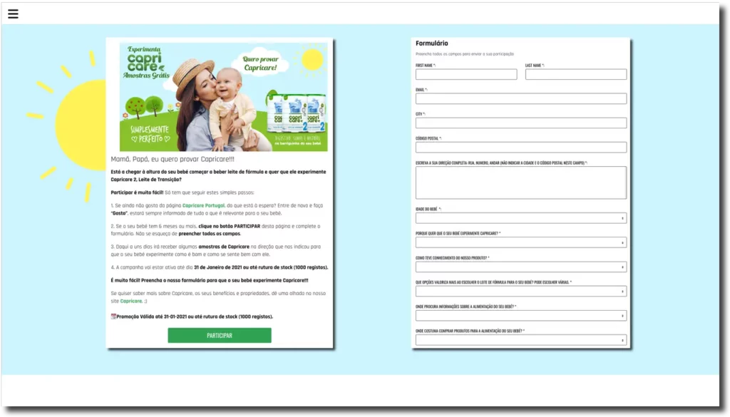 sweepstakes examples CapriCare Survey Giveaway