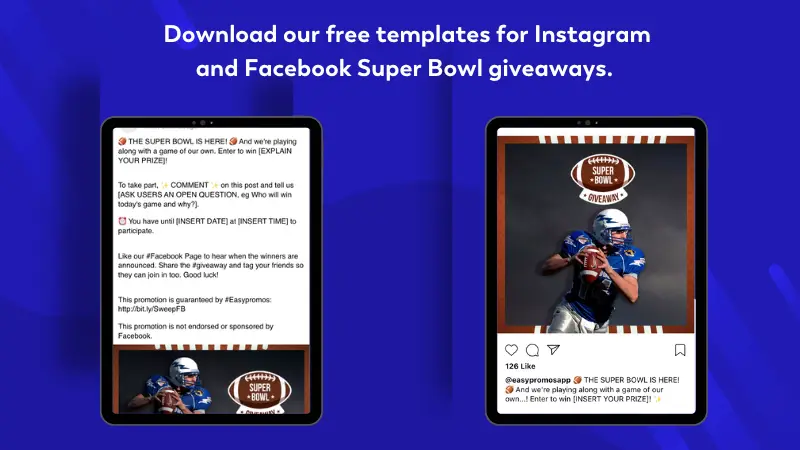 Facebook Instagram Giveaway Super Bowl Templates