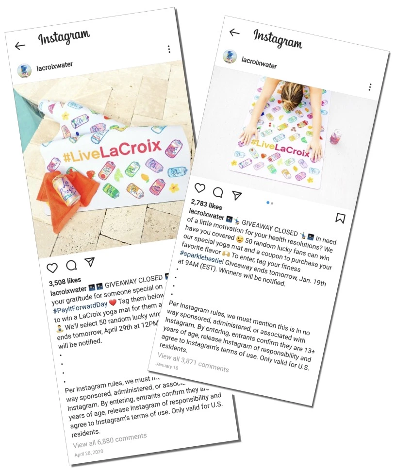 ejemplo de un sorteo de LaCroix